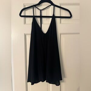 Alice + Olivia Black Spaghetti Strap V-Neck Tank Top